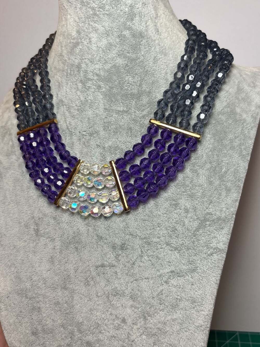 Monet vintage Multi-Strand Faceted Crystal Necklace RARE